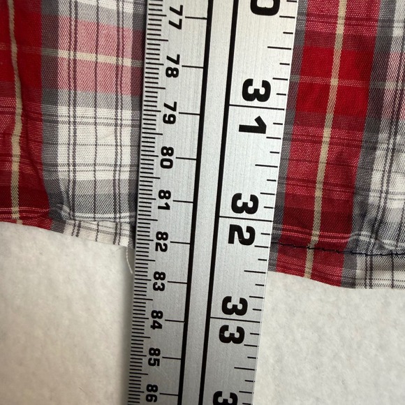 Akademiks Mens 2XL Plaid Button Down Shirt Red Black White Long Sleeve Cotton - Picture 12 of 13